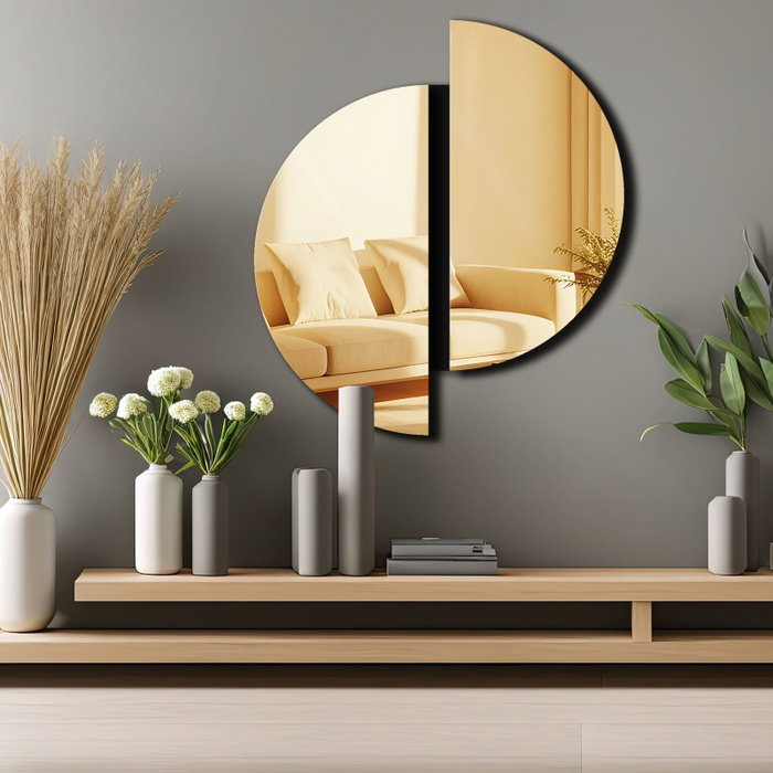 Wallity Ozgl522 Espejo Decorativo Dorado Elegante para Hogar con Acabado Sofisticado